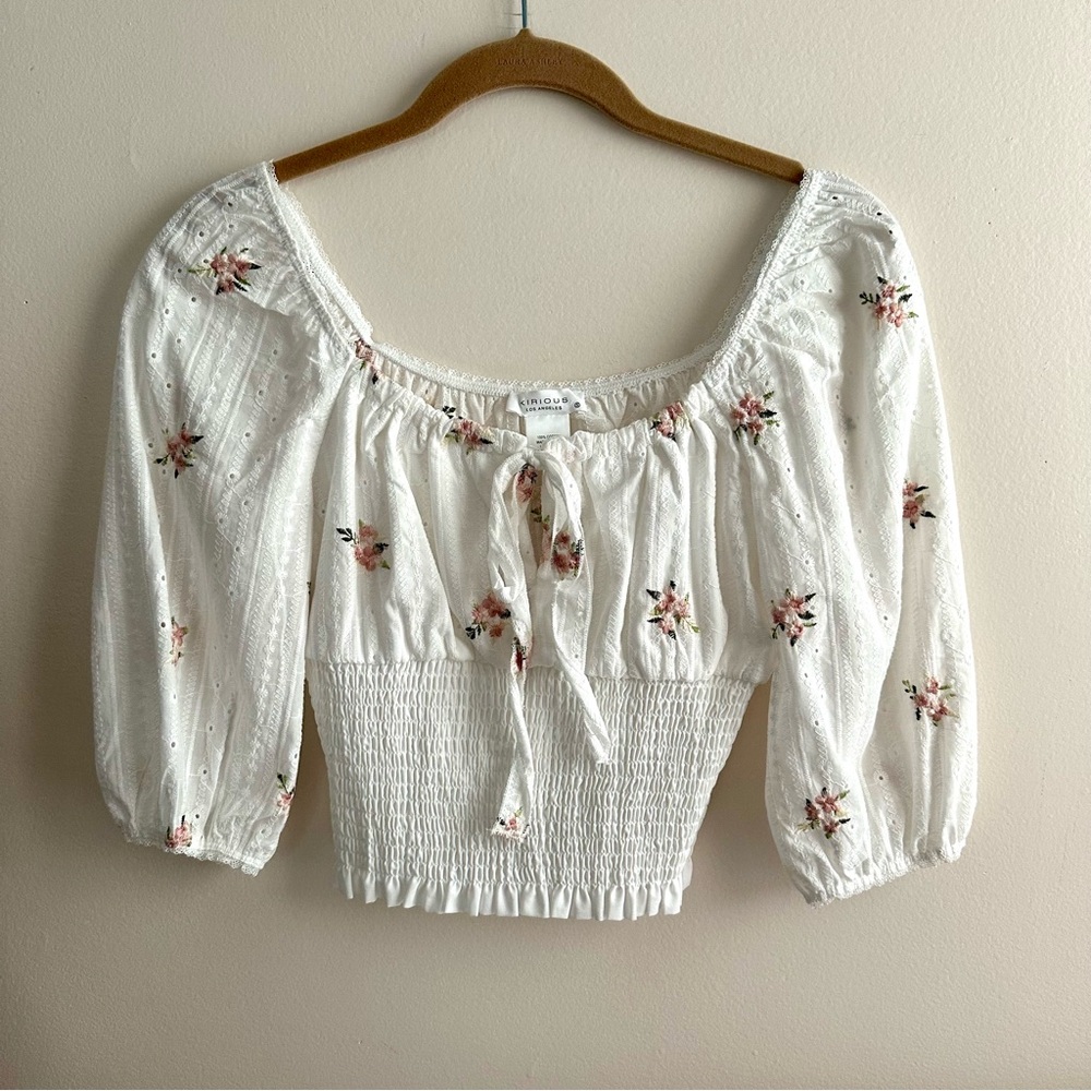 Floral White Crop Top